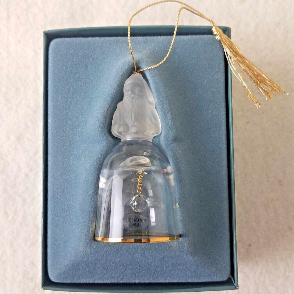 Lenox Crystal‎ St. Nicholas bell  Christmas Ornament Original Box 1989 gold trim